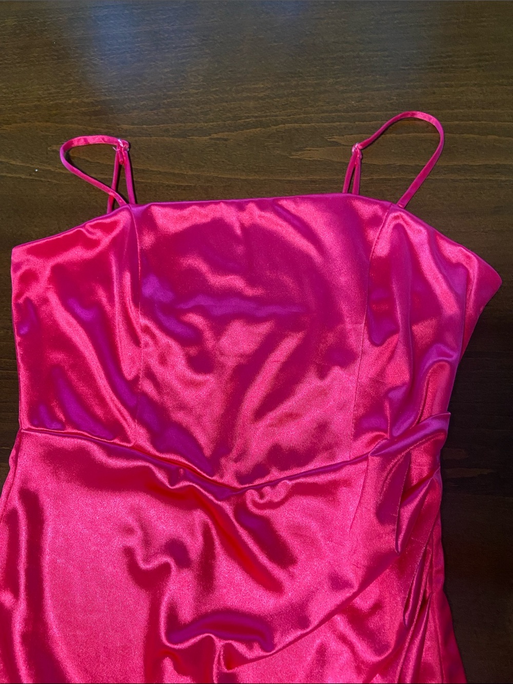 Emerald Sundae Hot Pink Satin Slip Dress, size L. Very flattering design! - Picture 5 of 16